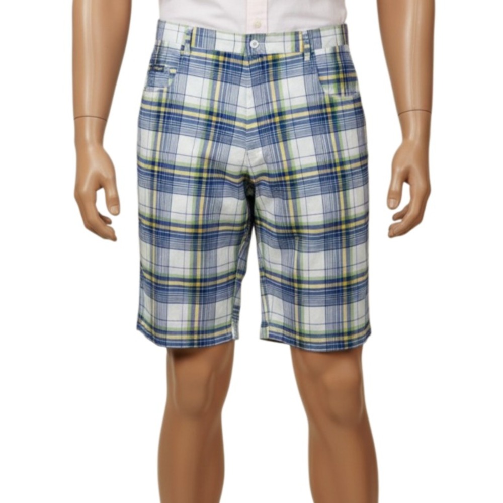 Old Skool Plaid Shorts Size 36 Blue Yellow Green Check Pattern Skate Streetwear